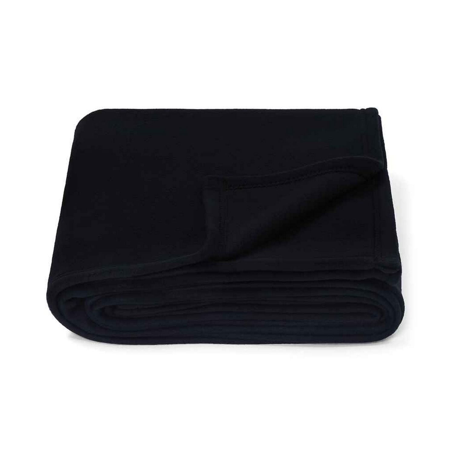 Black Lightweight Reversible Polar Fleece Throw Blanket