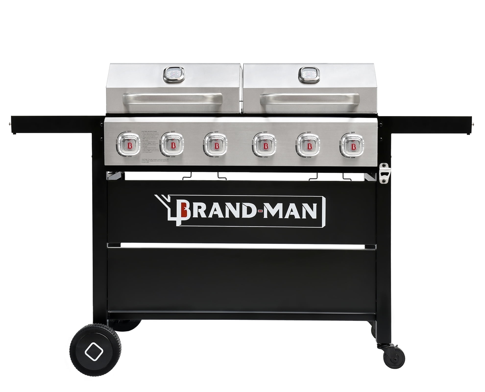 Propane Barbecue Gas Grill with Cast Iron Grates, 6 Burners & 60,000BTU - BRANDMAN GRILLS SINCE 1987