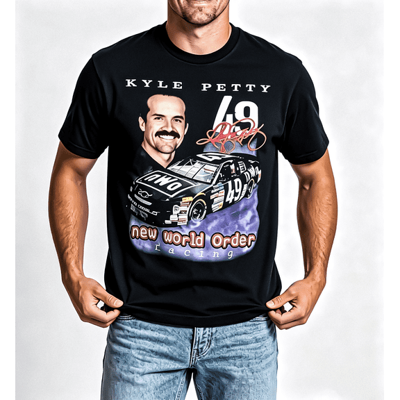 [Brand] Men Black Vintage Racing Graphic T-Shirt, Crew Neck Short Sleeve Casual Top
