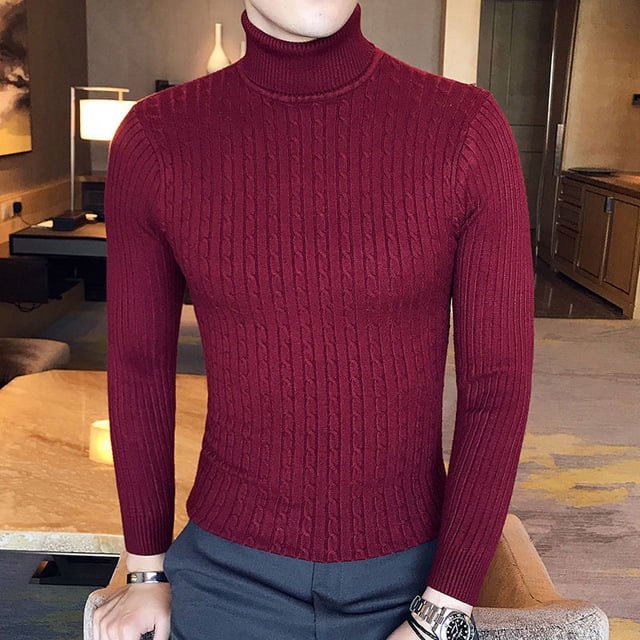 Brand Men Turtleneck Sweaters and Pullovers 2022 Fashion Knitted