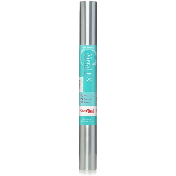 Brand Metal FX Creative Covering, Self-Adhesive Drawer Liner, Durable and Waterproof Shelf Liner, 18" x 6', Faux Stainless Steel