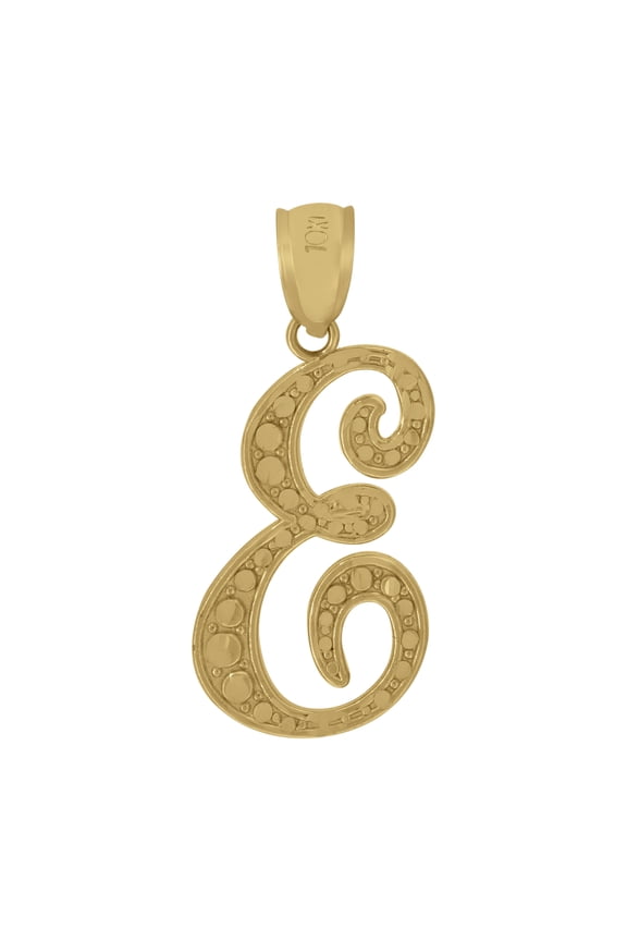 Brand NEW 10k Yellow Gold Unisex Initial "E" Alphabet Textured Pendant 1g Charm