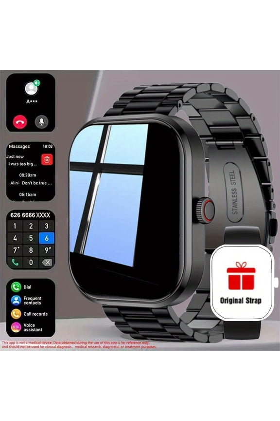 Brand New 2.01" Full Touch HD Sports Calling Smart Bracelet, Bluetooth Call & Message Alerts, USB Rechargeable, Compatible with Android & iPhone, Unisex Daily Fitness Watch