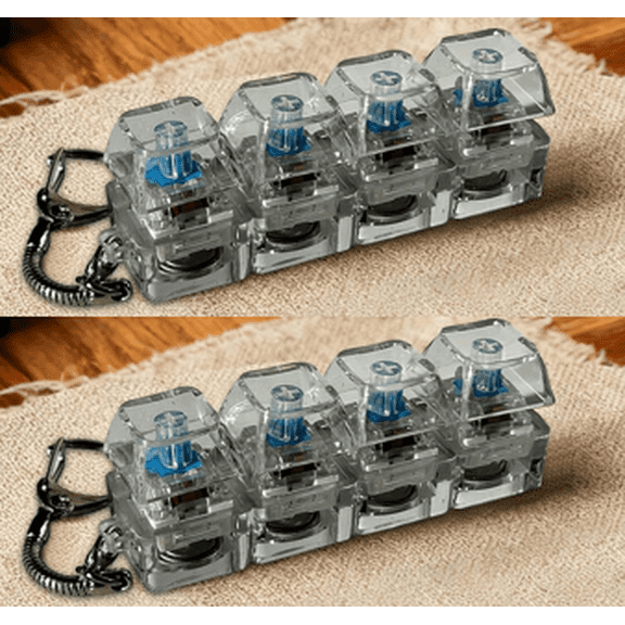 Hot!2 Pcs Keyboard Fidget Toy for Adults Fidget Keyboard Clicker Toys with LED Lights Keychain Stress Relief for Anxiety Decompression