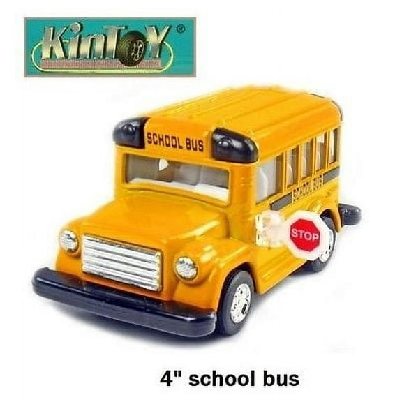 Brand New 4" Kintoy School Bus Diecast Model Toy Pull Action Play Fun