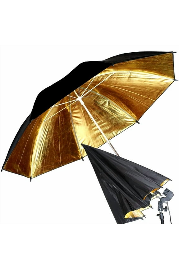 Brand New ~ 43" 110Cm Black Gold Reflector Reflective Studio Light Umbrella Usa
