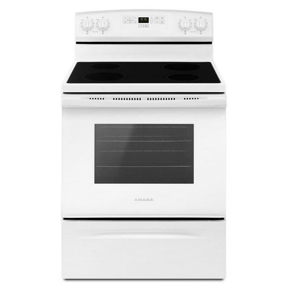 Brand New Amana® AER6303MFW - Freestanding 30" Electric Range - White - with Extra Large Oven Window 46" H x 27" D x 29" W