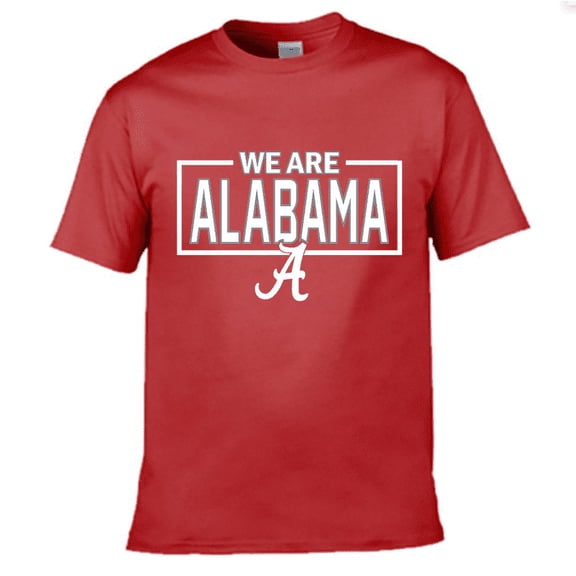 Brand New Athletics Men's We Are Alabama Graphics Design Short-Sleeve Lightweight T-Shirt, Officially Licensed, 100% Cotton(Youth X-Large), Official Crimson/Red Team Colors and Roll/Tides Logo