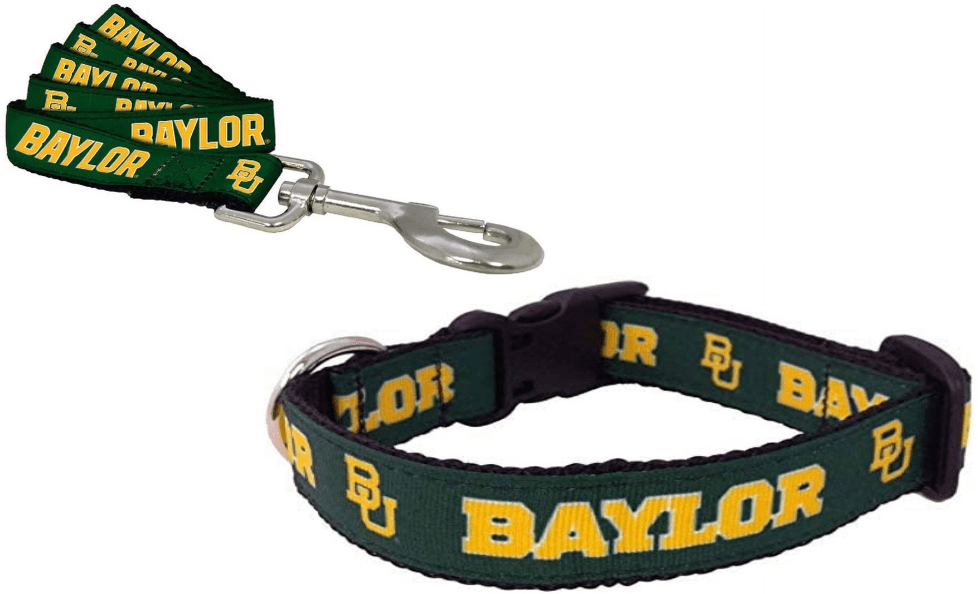 Brand New Baylor Small Pet Dog Collar(1 Inch Wide, 8-14 Inch Long), and Small Leash(5/8 Inch Wide, 6 Feet Long) Bundle, Official Bears Logo/Colors - image 1 of 3
