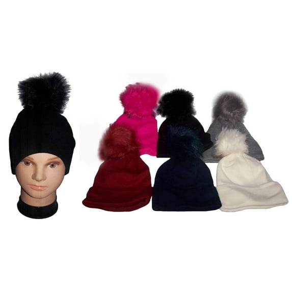 Brand New Beanies Knitted Winter Caps  With Pom Pom For Adult Navy Color  --  FREE USA Shipping--  (Wca132)