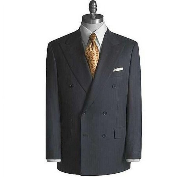 Brand New Charcoal Super Wool Feel PolyRayon Double Breasted Suit - Color: Dark Grey Suit
