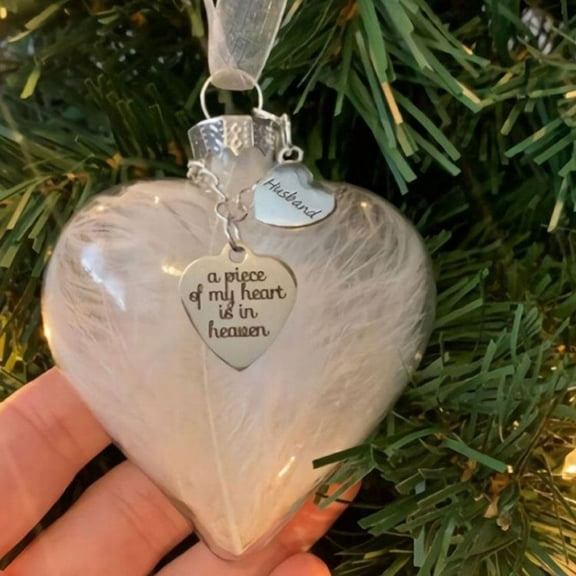 Brand New Christmas Ball Love Heart Accessories Angel Wing Decor Door Feathers Hanging Memorial My Heart In Heaven