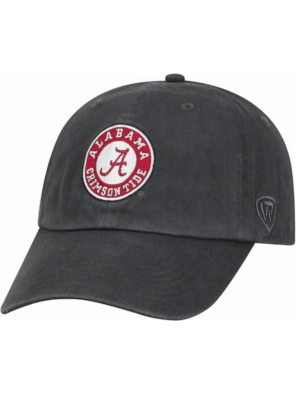 Brand New Collegiate Men's Alabama Charcoal Team Name Arch Adjustable Hat, 100% Cotton, Embroidered Logos, Official School Colors, Red