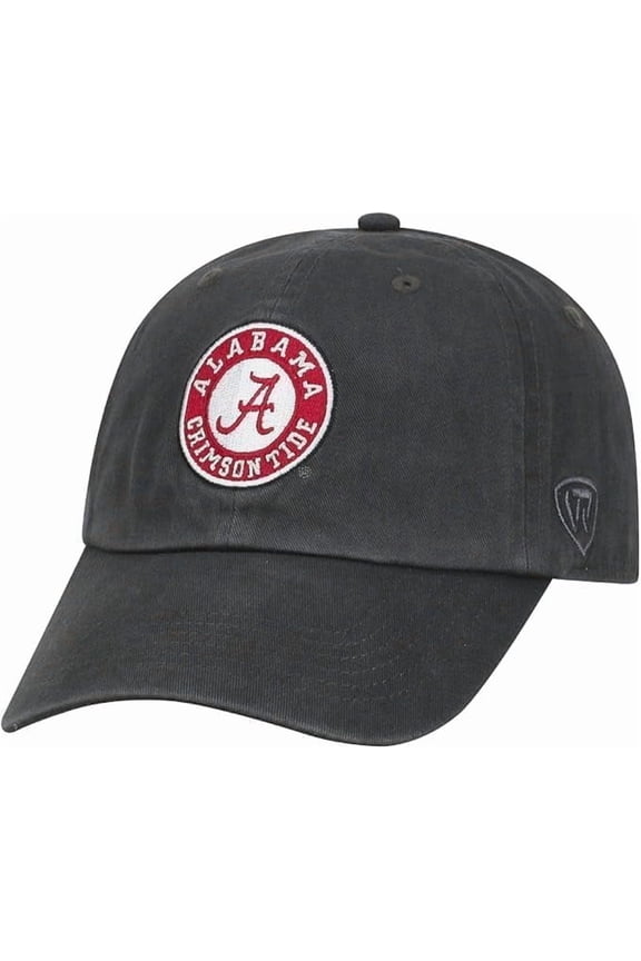 Brand New Collegiate Men's Alabama Charcoal Team Name Arch Adjustable Hat, 100% Cotton, Embroidered Logos, Official School Colors, Red