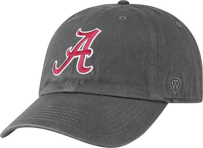 Brand New Collegiate Men's Charcoal Logo Alabama Adjustable Hat, 100% Cotton, Embroidered Logos, Official School Colors, Red