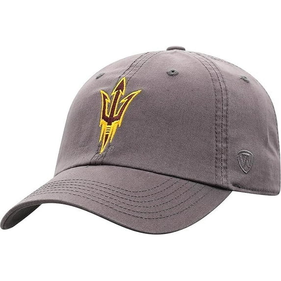 Brand New Collegiate Men's Charcoal Logo Arizona State Adjustable Hat, 100% Cotton, Embroidered Logos, Official School Colors, Maroon
