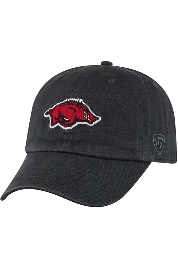 Brand New Collegiate Men's Charcoal Logo Arkansas Adjustable Hat, 100% Cotton, Embroidered Logos, Official School Colors, Red