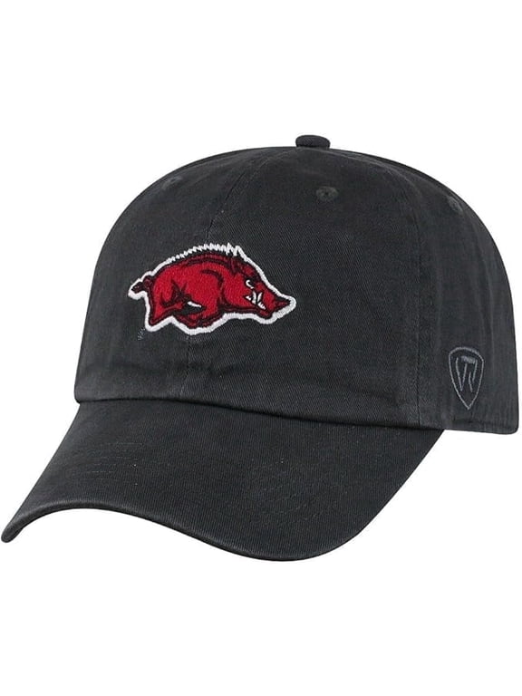 Brand New Collegiate Men's Charcoal Logo Arkansas Adjustable Hat, 100% Cotton, Embroidered Logos, Official School Colors, Red