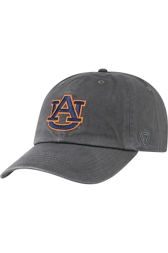 Brand New Collegiate Men's Charcoal Logo Auburn Adjustable Hat, 100% Cotton, Embroidered Logos, Official School Colors, Navy/Orange
