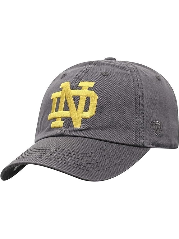 Brand New Collegiate Men's Charcoal Logo ND Adjustable Hat, 100% Cotton, Embroidered Logos, Official School Colors, Navy Blue