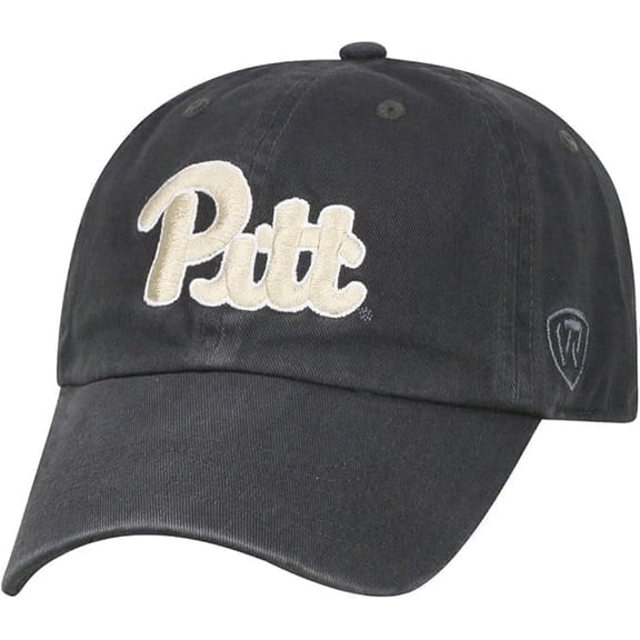Brand New Collegiate Men's Charcoal Logo Pittsburgh Adjustable Hat, 100% Cotton, Embroidered Logos, Official School Colors, Blue