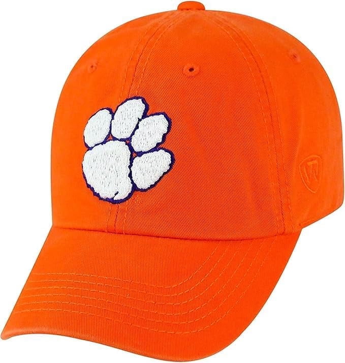 Brand New Collegiate Men's Clemson Adjustable Hat With Rear Word, 100% Cotton, Embroidered Logos, Official School Colors, Orange
