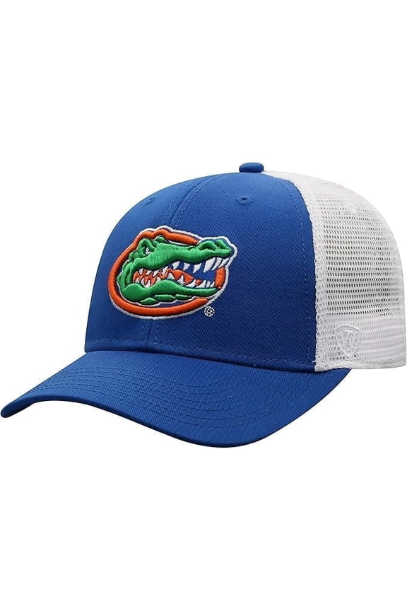 Brand New Collegiate Men's Florida Mesh Adjustable Trucker Hat, 100% Cotton, Embroidered Logos, Official School Colors, Blue