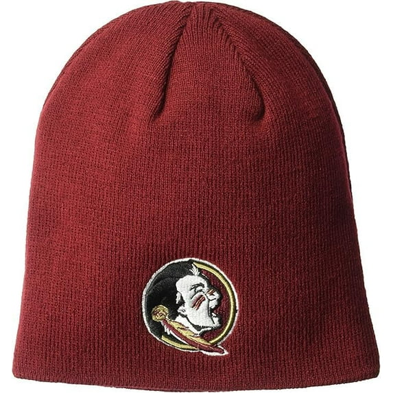 Brand New Collegiate Men's Florida State Edge Knit Beanie Hat, 100% Cotton, Embroidered Logos, Official School Colors, Maroon