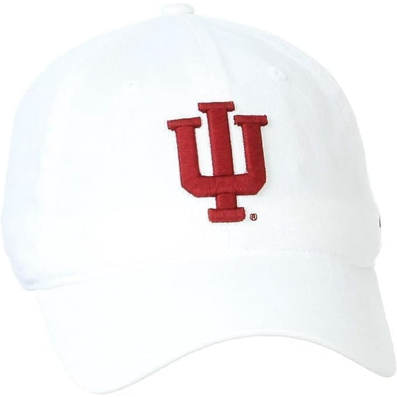 Brand New Collegiate Men's Indiana White Adjustable Hat, 100% Cotton, Embroidered Logos, Official School Colors, Red