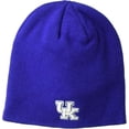thumbnail image 1 of Brand New Collegiate Men's Kentucky Edge Knit Beanie Hat, 100% Cotton, Embroidered Logos, Official School Colors, Blue, 1 of 2