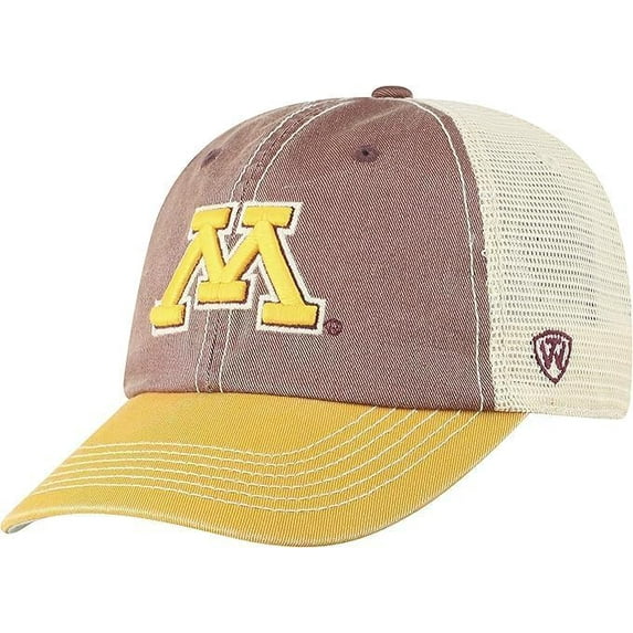 Brand New Collegiate Men's Mesh Offroad Design Minnesota Adjustable Hat, 100% Cotton, Official School Colors, Maroon