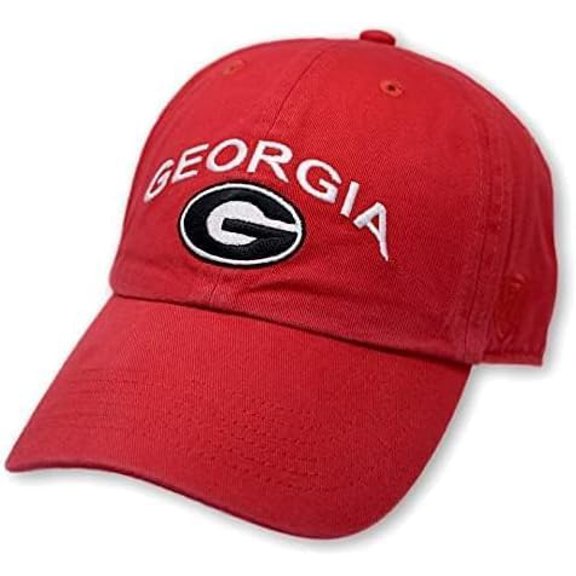 Brand New Collegiate Men's Primary Color Arch Design Georgia Adjustable Hat, 100% Cotton, Official School Colors, Red