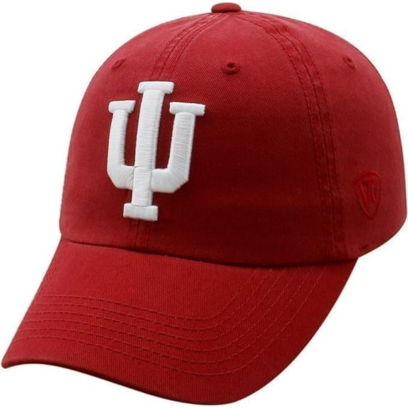 Brand New Collegiate Men's Primary Color Indiana Adjustable Hat, 100% Cotton, Official School Colors, Red