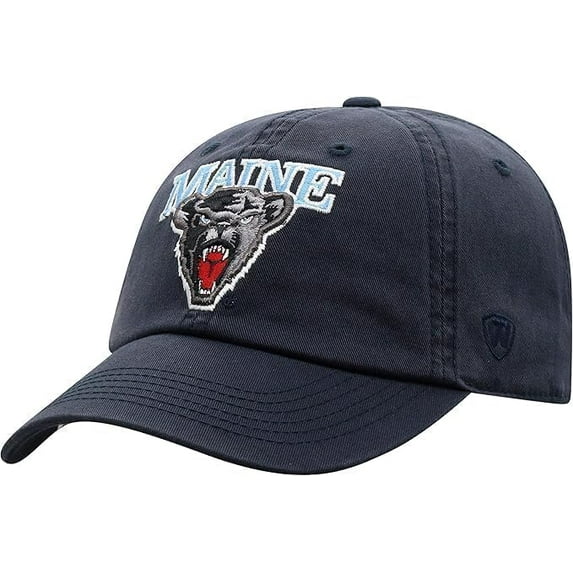 Brand New Collegiate Men's Primary Color Maine Adjustable Hat, 100% Cotton, Official School Colors, Navy Blue