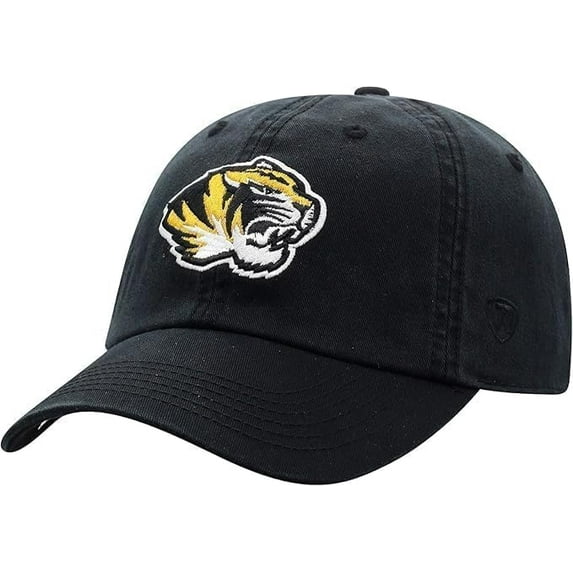 Brand New Collegiate Men's Primary Color Missouri Adjustable Hat, 100% Cotton, Official School Colors, Blk