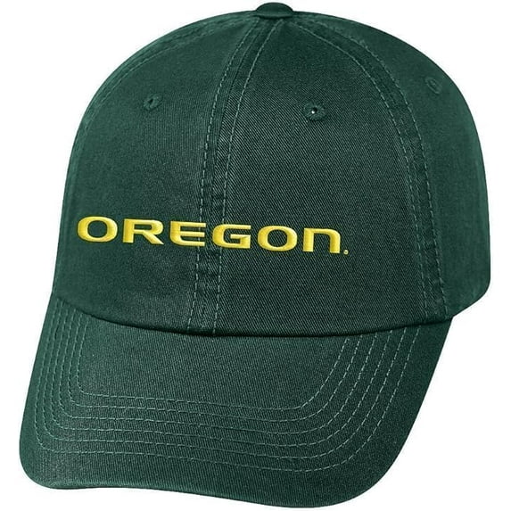 Brand New Collegiate Men's Primary Color Oregon Adjustable Hat, 100% Cotton, Official School Colors, Green