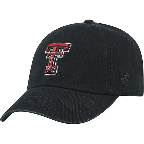 Brand New Collegiate Men's Primary Color Texas Tch Black Adjustable Hat, 100% Cotton, Official School Colors, Blk