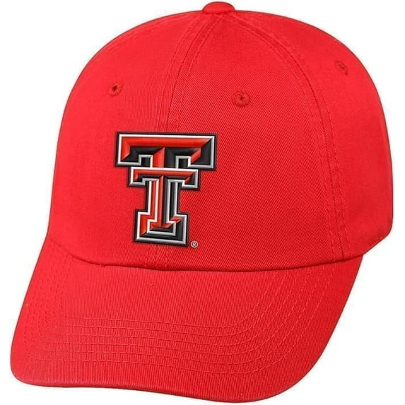 Brand New Collegiate Men's Primary Color Texas Tch Red Adjustable Hat, 100% Cotton, Official School Colors, Red
