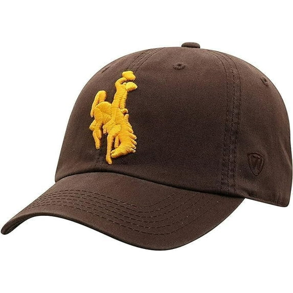 Brand New Collegiate Men's Primary Color Wyoming Adjustable Hat, 100% Cotton, Official School Colors, Brown