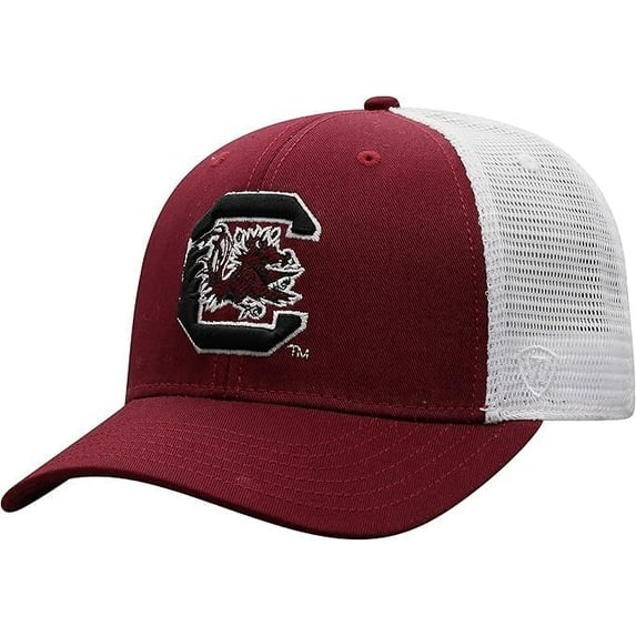 Brand New Collegiate Men's South Carolina Mesh Adjustable Trucker Hat, 100% Cotton, Embroidered Logos, Official School Colors, Maroon