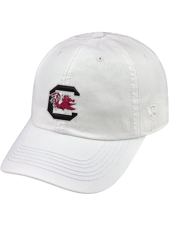 Brand New Collegiate Men's South Carolina White Adjustable Hat, 100% Cotton, Embroidered Logos, Official School Colors, Maroon