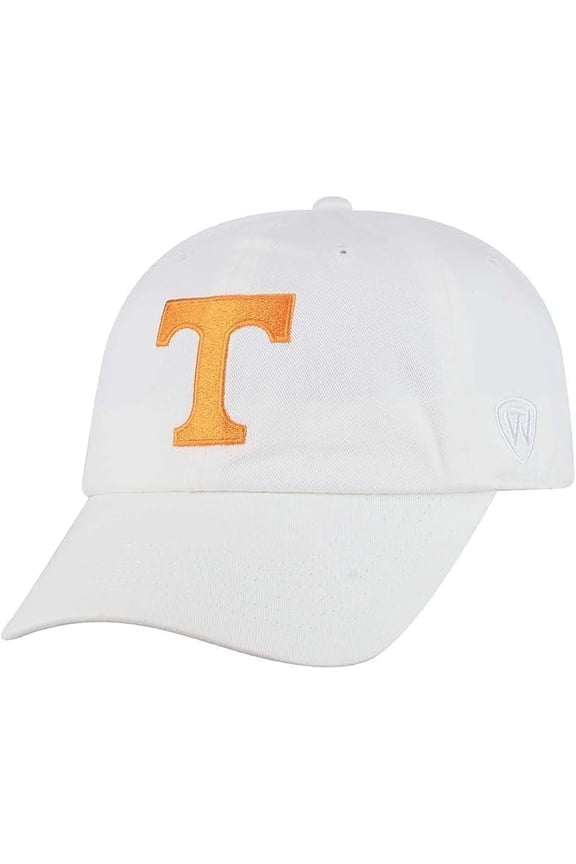 Brand New Collegiate Men's Tennessee White Adjustable Hat, 100% Cotton, Embroidered Logos, Official School Colors, Orange