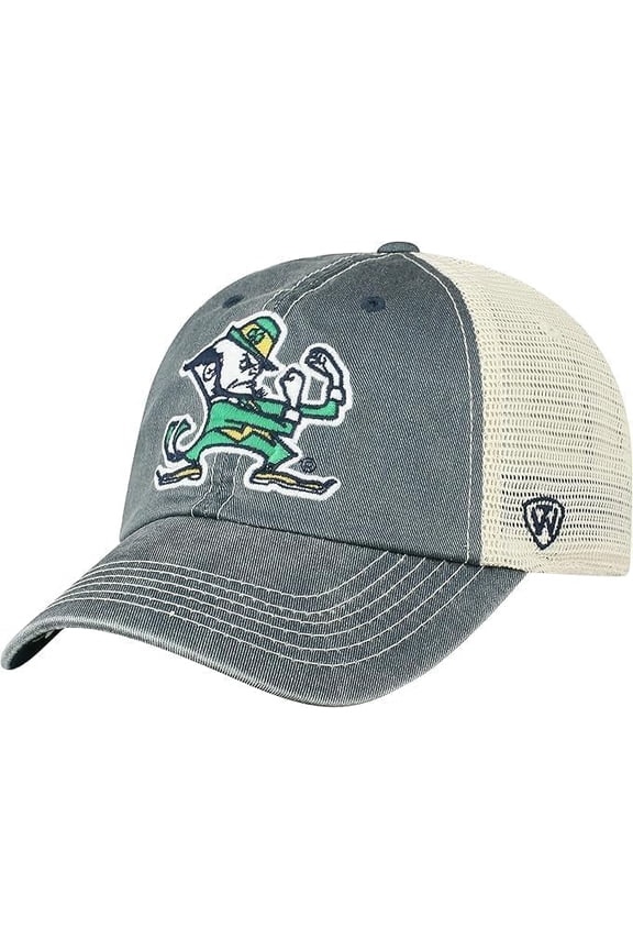 Brand New Collegiate Men's Vintage Design ND Adjustable Hat, 100% Cotton, Embroidered Logos, Official School Colors, Navy/Green
