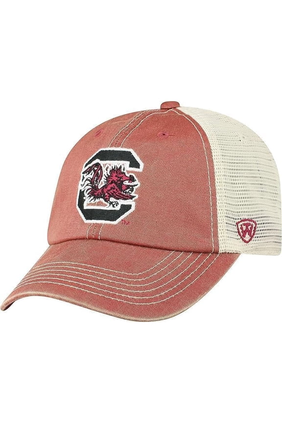 Brand New Collegiate Men's Vintage Design South Carolina Adjustable Hat, 100% Cotton, Embroidered Logos, Official School Colors, Red