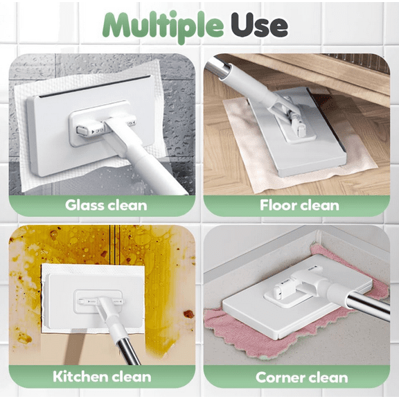 Brand New!Disposable Dust Mop with Reusable Cloths,No-Touch Dirty Cleaning Flat Dust Mop for Dry Wet Disposable Pads,Sweeping Cleaning Head for House Wall Bathroom