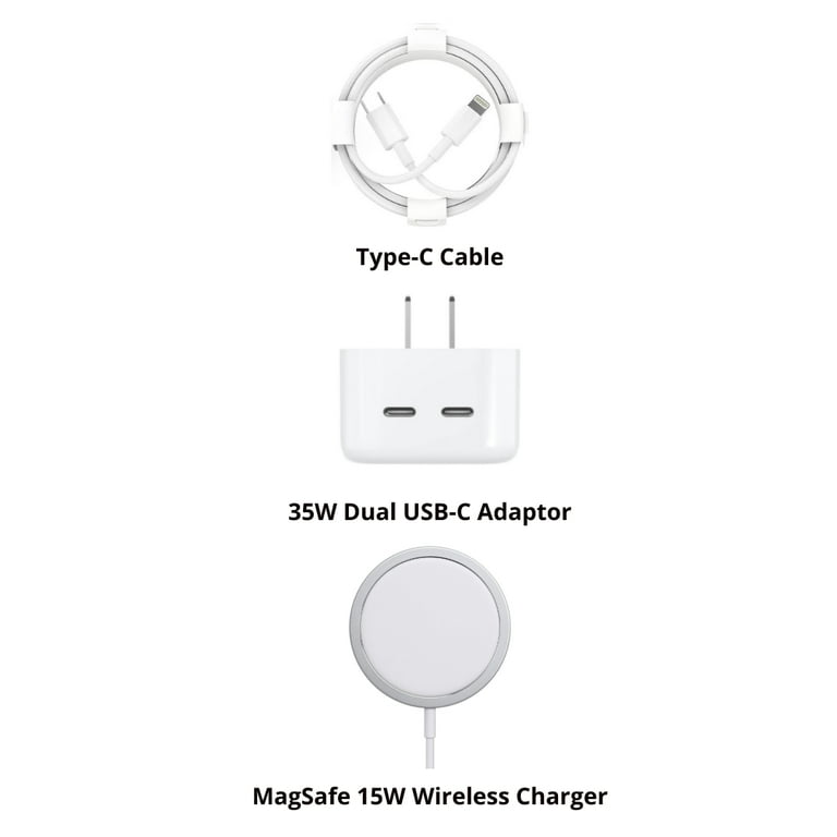 tugamobi Dual USB-C Adaptor, MagSafe Wireless Charger, USB-C Cable