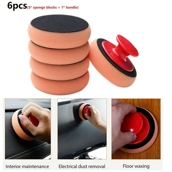 Brand New Durable Hot Sale Protable Useful Waxing Sponge Polishing Applicator Pad Drop Car Wax Sponge Cleaning Foam 1Pc Handle Smile Home