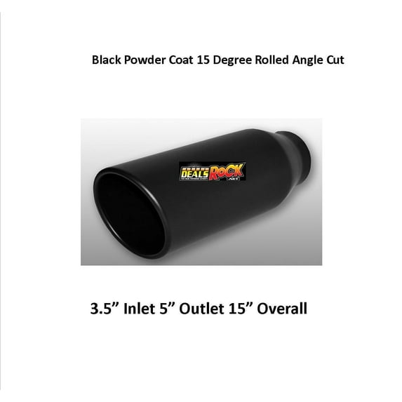 Brand New Flat Black Exhaust Tip 3 1/2" IN 5" Out 15" Long HI-Temp Powder Coat