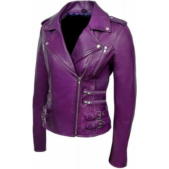 Brand New Genuine Soft Purple Lambskin Leather Jacket For Women's Designer Wear W438