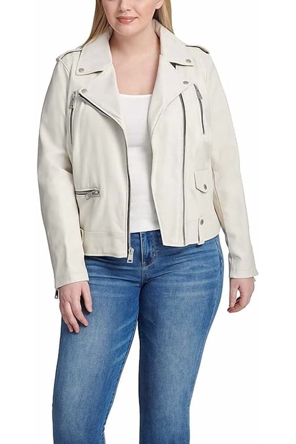 Brand New Genuine Soft White Lambskin Collared Leather Jacket For Women's Designer Wear W456